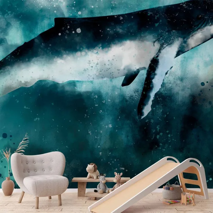 Gros poisson - paysage fantaisiste avec une baleine sur fond d'océan