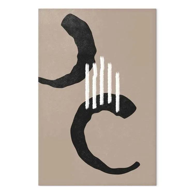 Demi-cercles noirs - une abstraction sur fond beige, style scandi boho