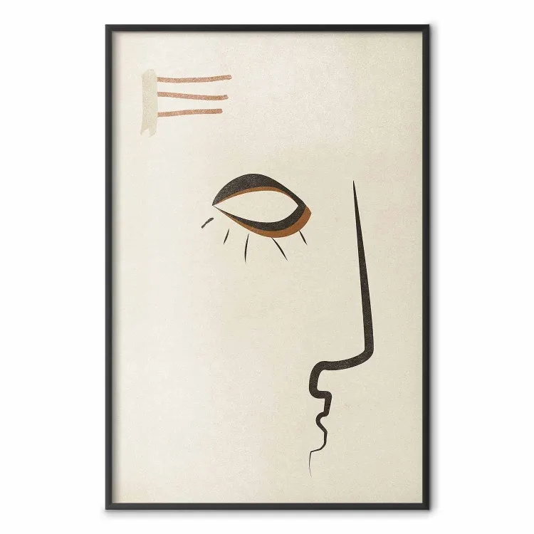 Portrait abstrait - motif de visage sur fond beige