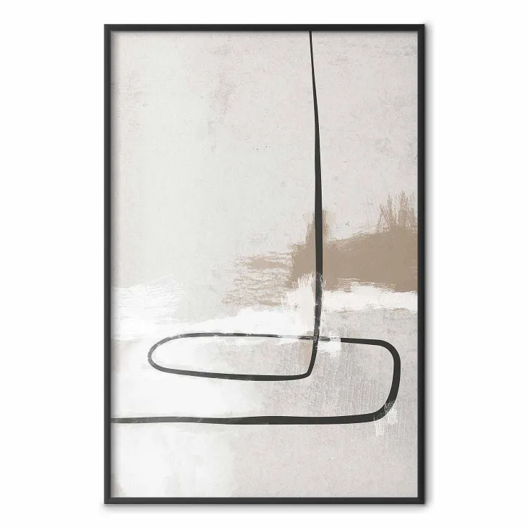 Histoire simple - motifs noirs sur fond beige de style abstrait