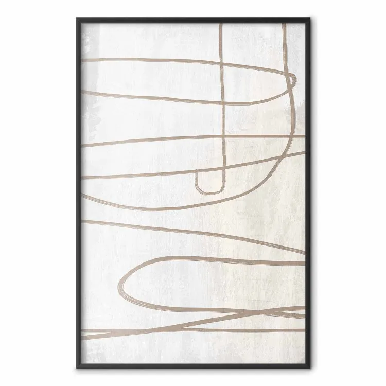 Trace de pinceau - motif minimaliste de lignes brunes et ondulées