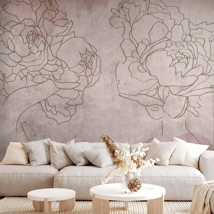 Abstraction florale - silhouettes de personnes et fleurs
