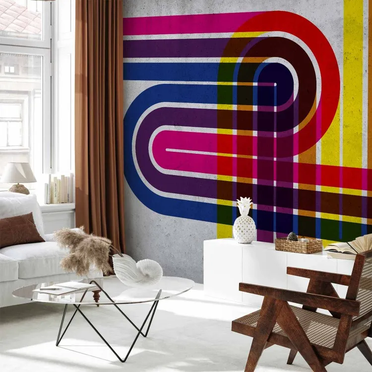 Routes colorées - une abstraction géométrique avec des rayures