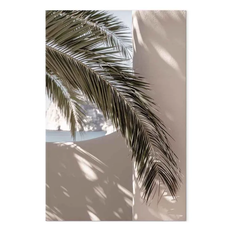 Terrasse avec vue (1 partie) vertical - Feuille de palmier au Maroc