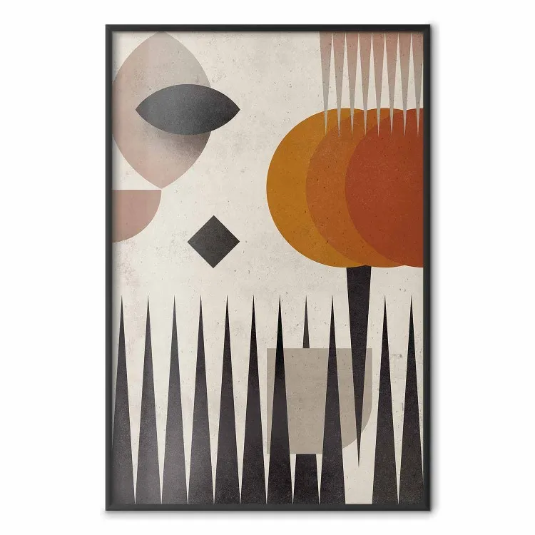 Soleil et montagnes - figures géométriques colorées style abstrait