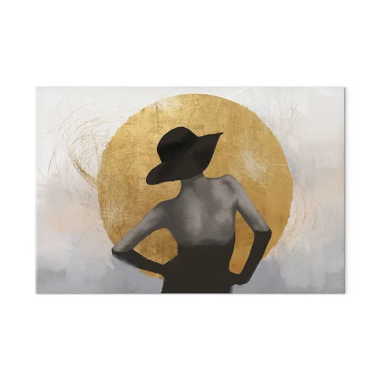 Sous le soleil (1 partie) large - Femme abstraite avec chapeau
