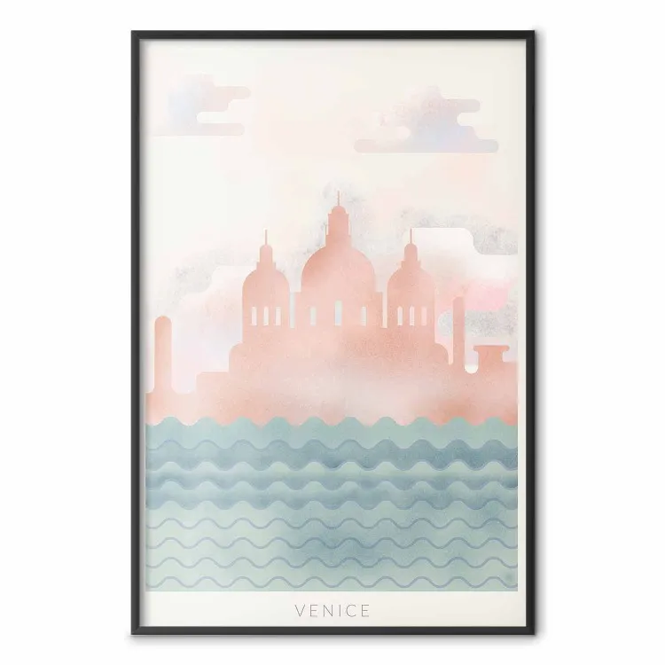 Venise - illustration graphique pastel de mer et de basilique