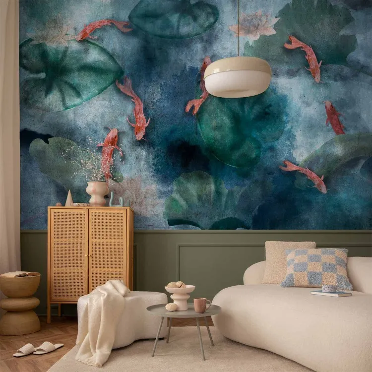 Bassin d'eau - composition japonaise avec poissons dans un lac