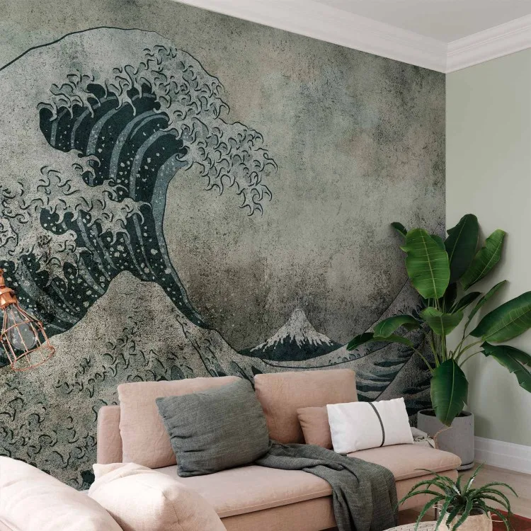 La grande vague de Kanagawa - paysage japonais avec mer agitée
