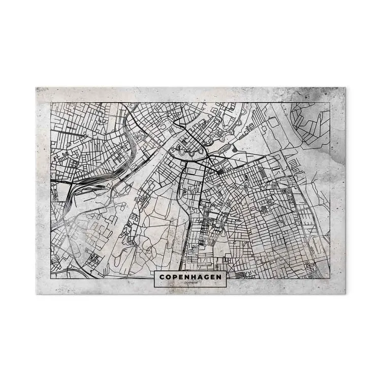 Carte de Copenhague - une carte de Copenhague en noir et blanc