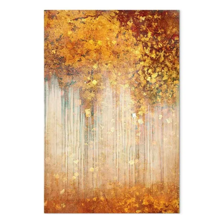 Apparition (1 partie) vertical - Texture abstraite dorée de feuilles