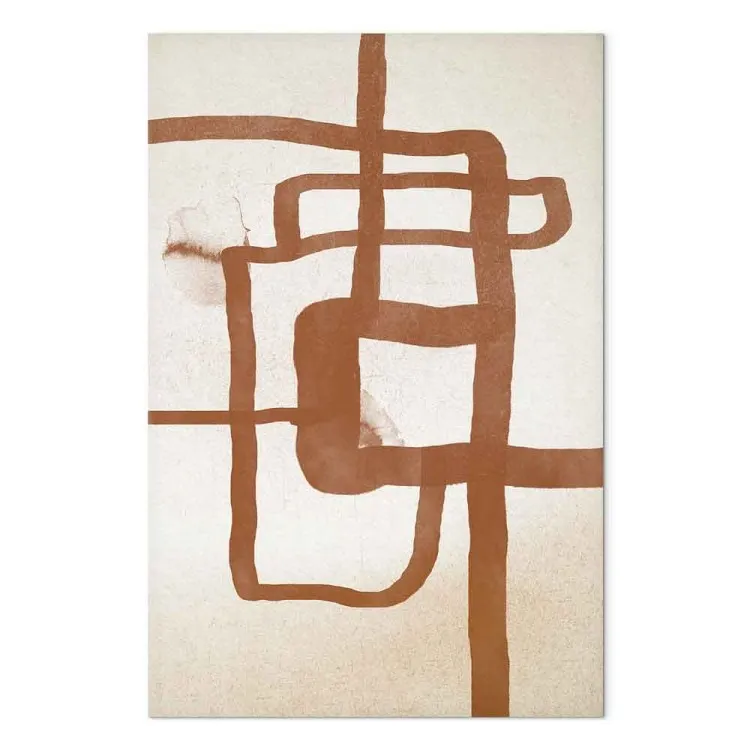 Un sentier - une abstraction dans le style scandi boho montrant une ligne tordue évoquant une route sur un fond beige
