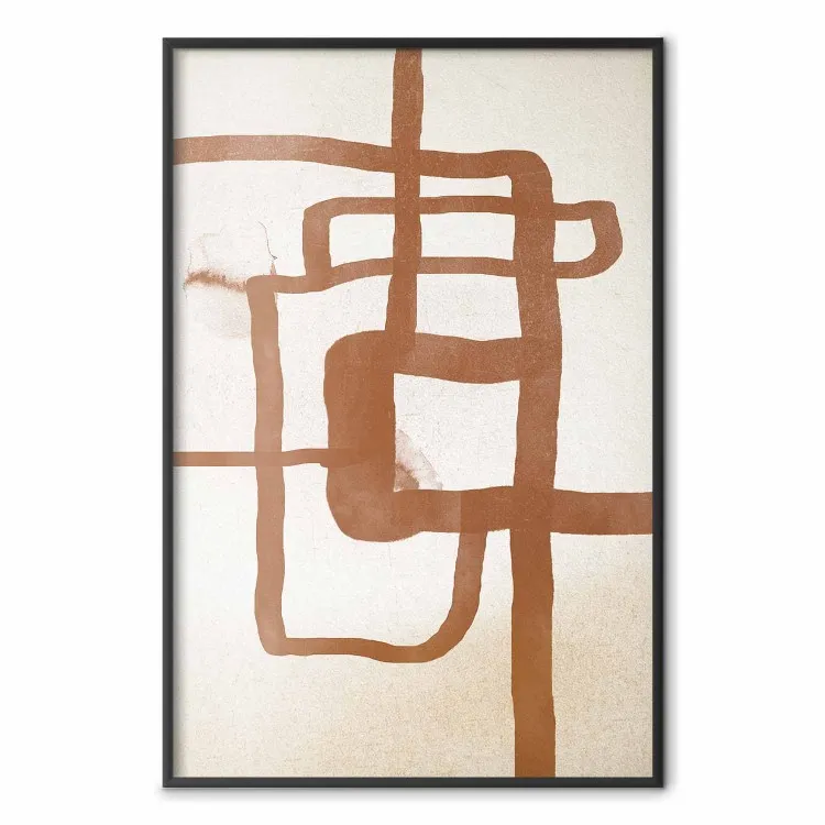 Chemin vers l'est - motif artistique abstrait marron sur fond beige