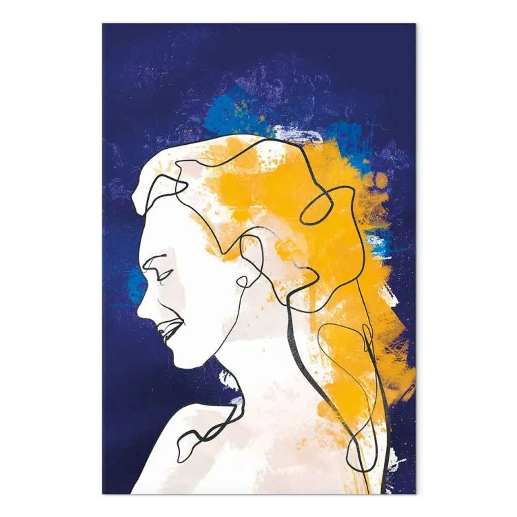 Portrait sur fond bleu - oeuvre d'art de style minimaliste