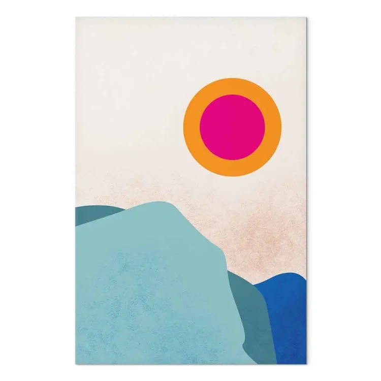 Fjord de glace - un paysage scandinave abstrait avec le soleil