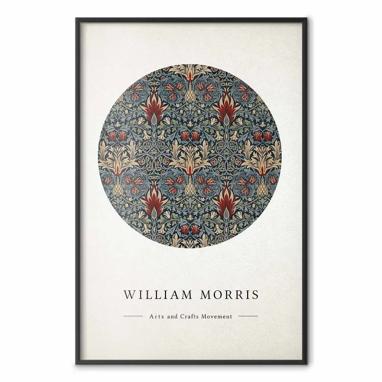 William Morris - motif abstrait d'ornements floraux et typographie