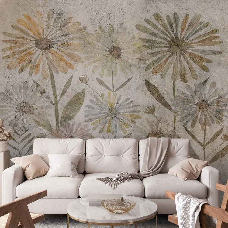 Famille de fleurs - motif végétal avec des fleurs de style rétro