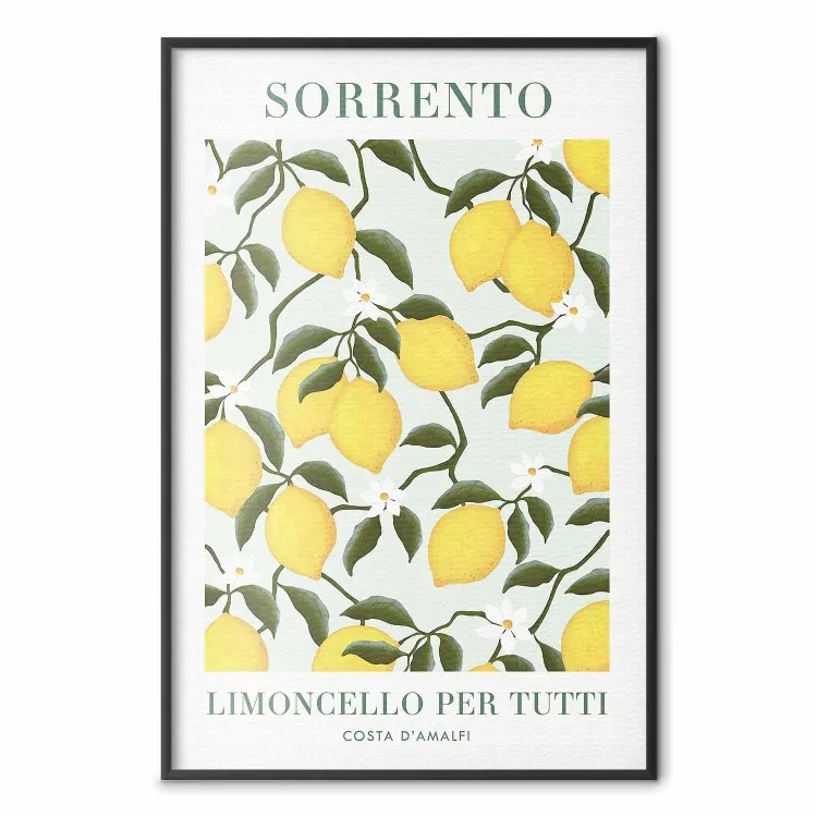 Citrons de Sorrento - motif estival de fruits et texte en italien