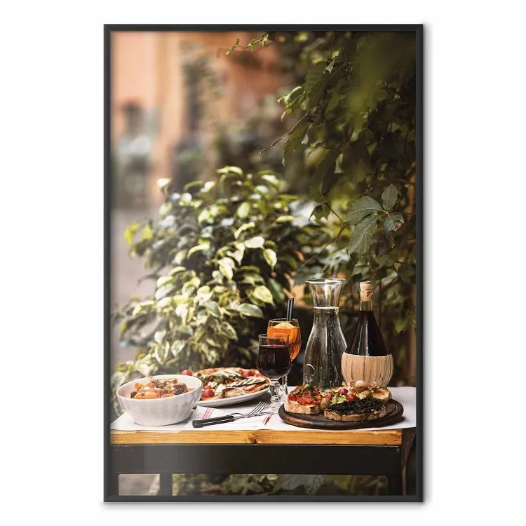 Soirée italienne - table dressée avec plats et vin