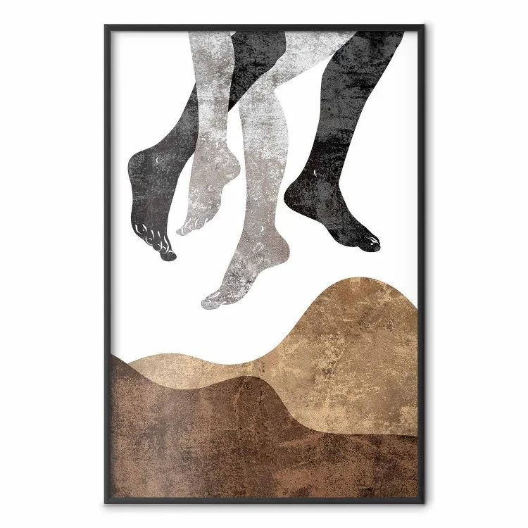 Déconnectés de la terre - motif abstrait de pieds et vagues brunes