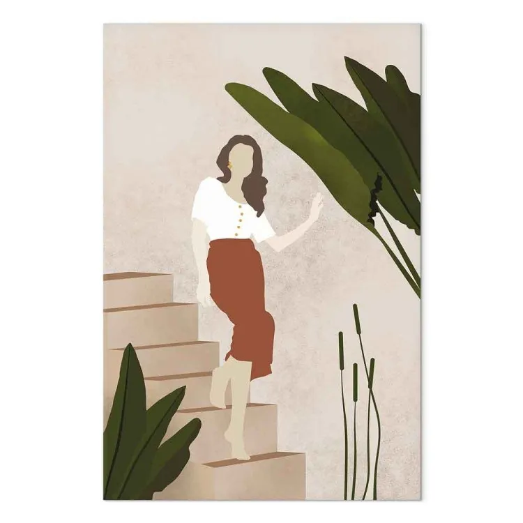 Femme descendant les escaliers - une composition de style scandi boho