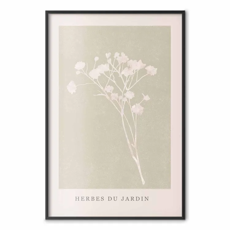 Herbe du jardin - motif végétal lsur fond vert pastel et inscription