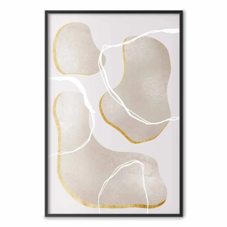 At abstrait - formes arrondies beiges et lignes blanches