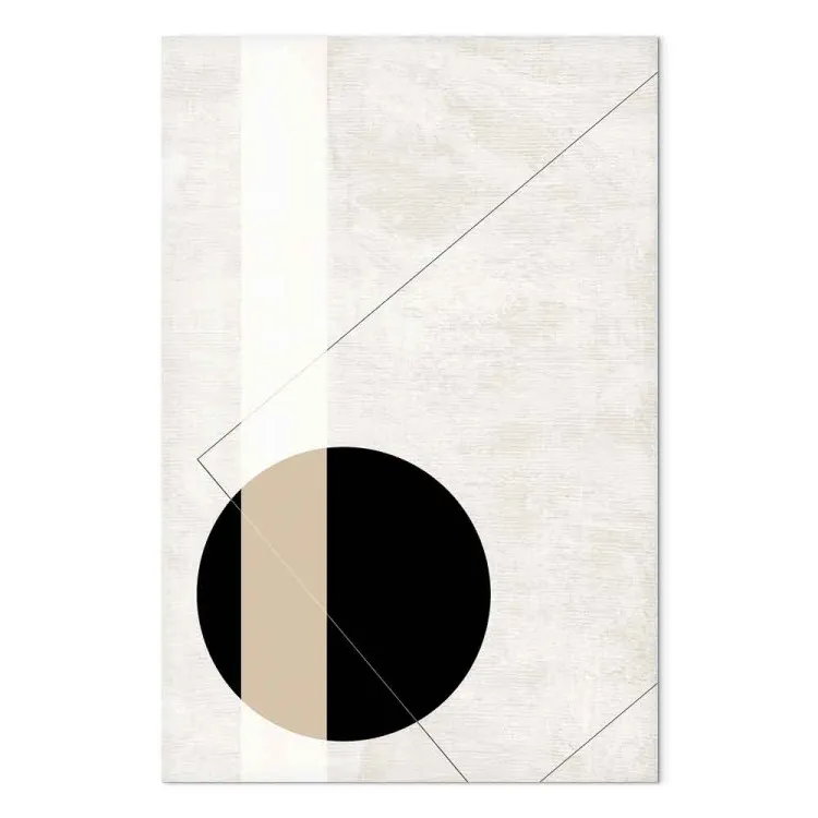 Cercle noir et rectangle - une abstraction géométrique sur fond beige