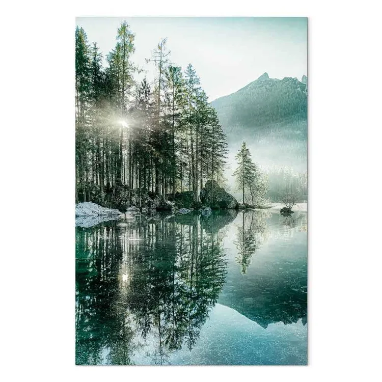 Matin au lac (1 partie) vertical - Paysage montagneux