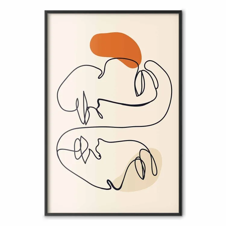 Connexion - dessin au trait avec visages humains sur fond beige