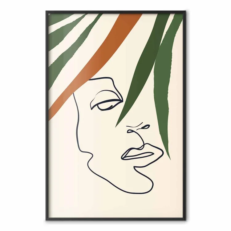 Regard magique - lineart avec visage humain parmi les feuilles