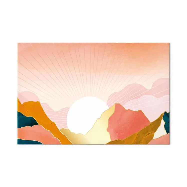 Terre ensoleillée (1 partie) large - Soleil derrière les montagnes