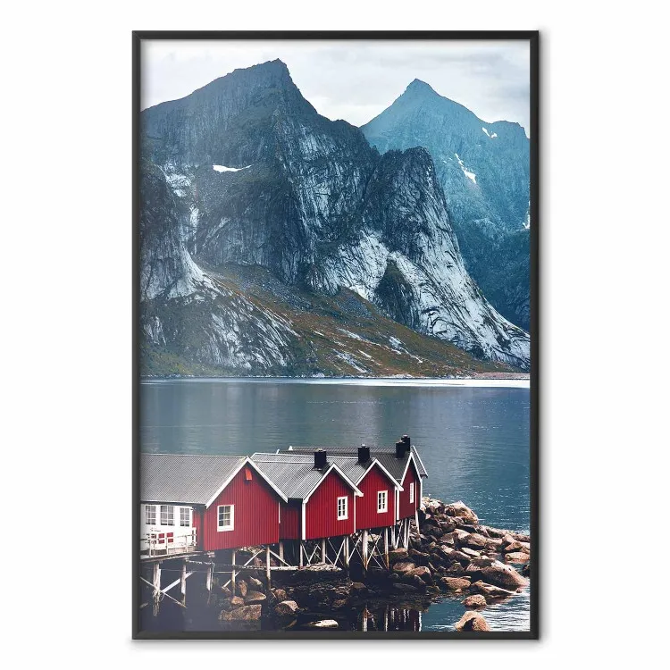 Maisons rouges - paysage d'un village norvégien sur les îles Lofoten