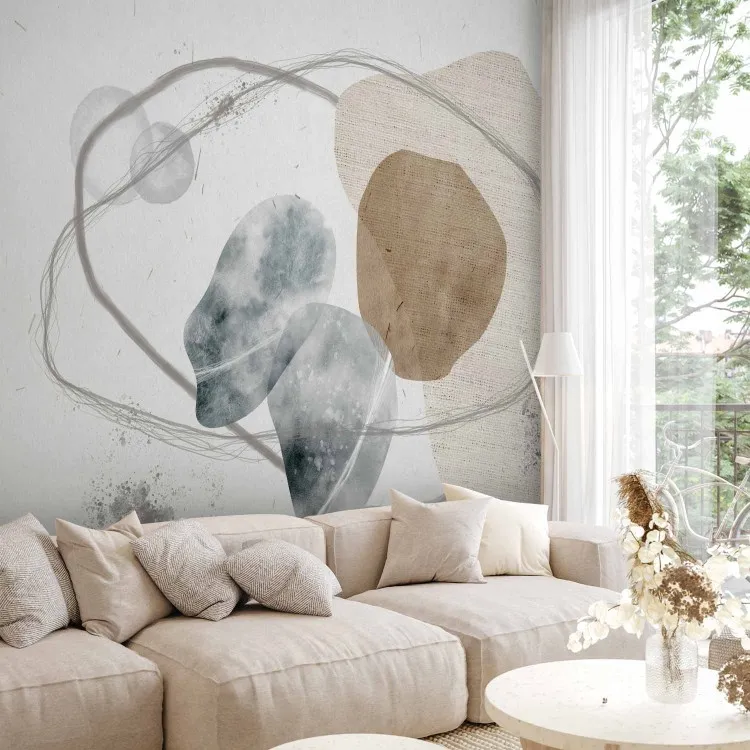Éléments - abstraction minimaliste avec des motifs gris et beige
