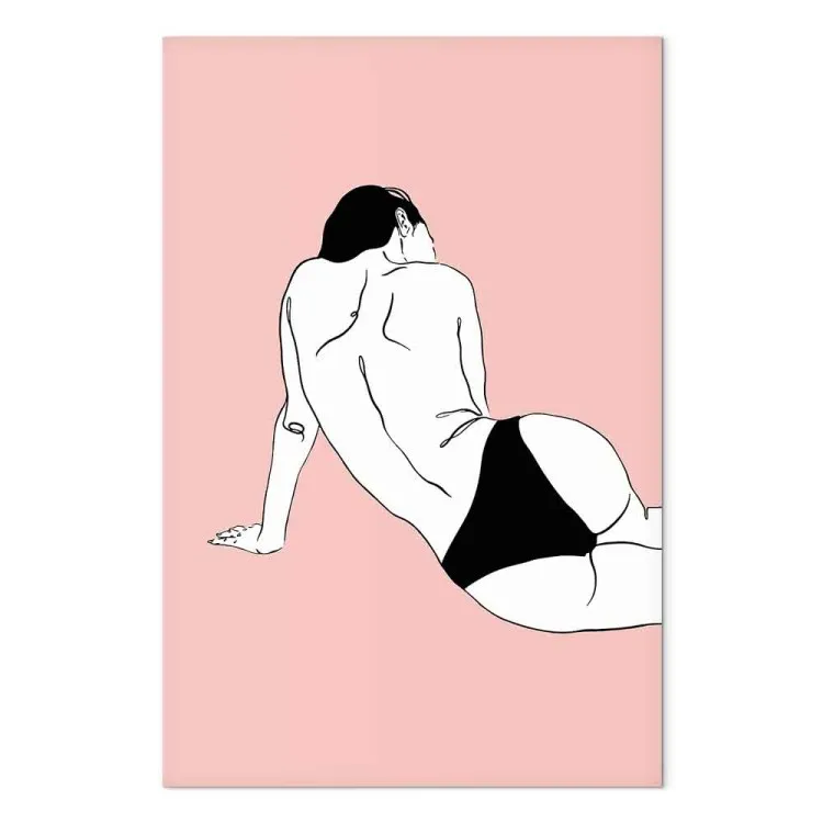 Corps féminin (1 partie) vertical - Silhouette inversée sur fond rose