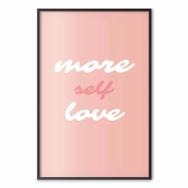 More Self Love - textes blancs et roses sur fond pastel