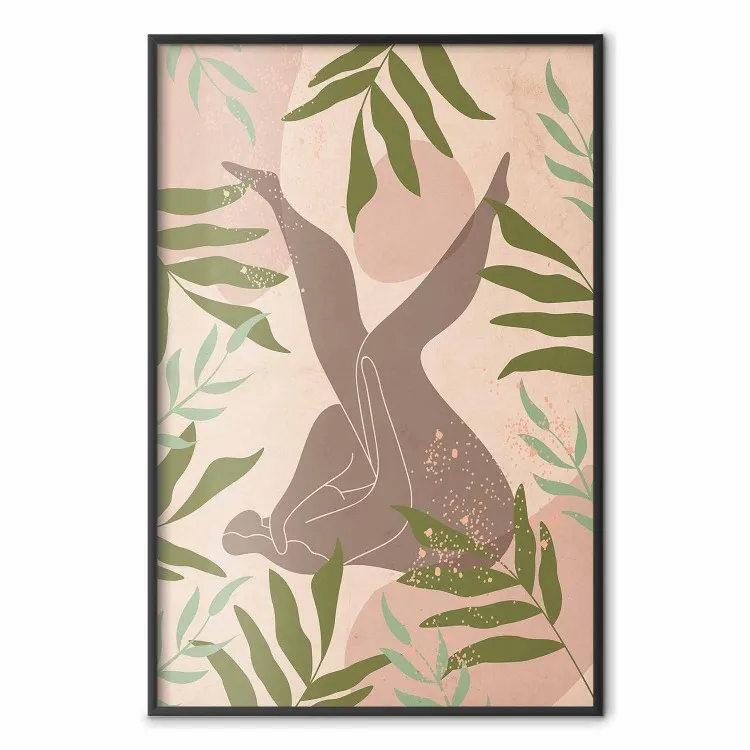 En pleine nature - illustration d'une femme et motifs végétals