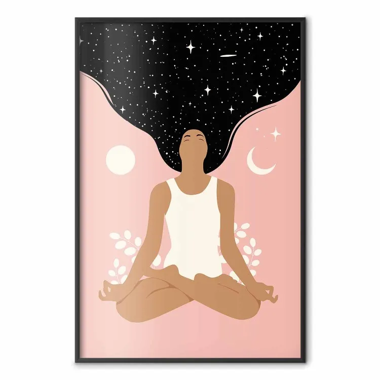 Méditation - motif graphique d'une femme en position yoga méditant