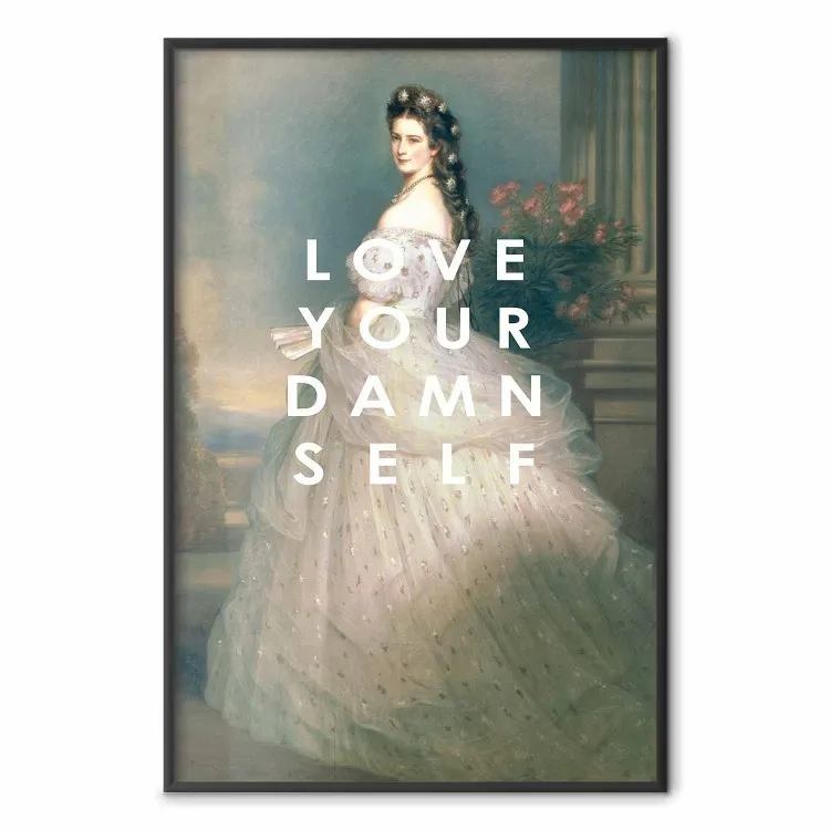 Love Your Damn Self - textes en anglais et femme en robe de mariée
