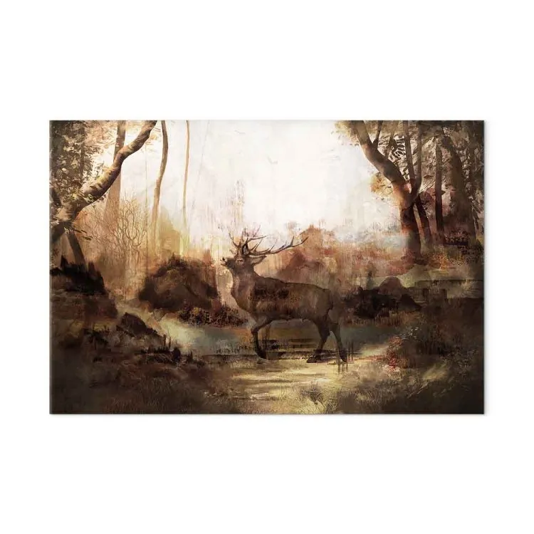 Roi de la forêt (1 partie) large - Cerf sur fond de paysage forestier