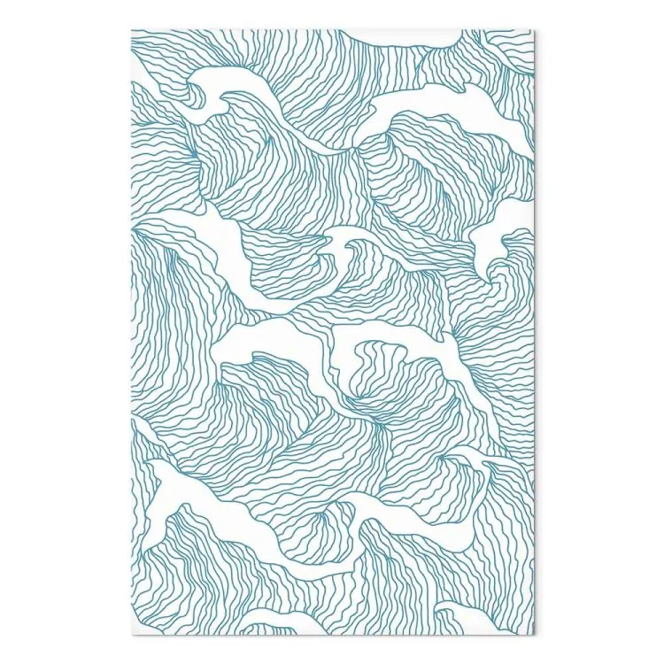 Mer japonaise (1 partie) vertical - Abstraction en vagues bleues