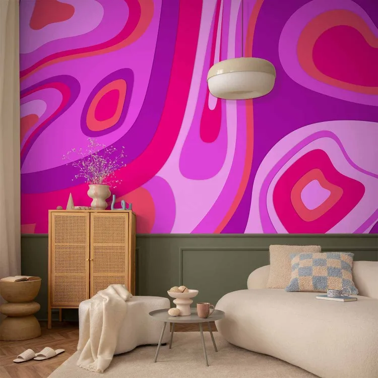 Euphorie - composition abstraite violette avec diverses formes rondes
