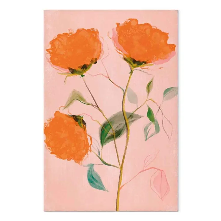 Fleurs orange (1 partie) vertical - Trois roses en floraison