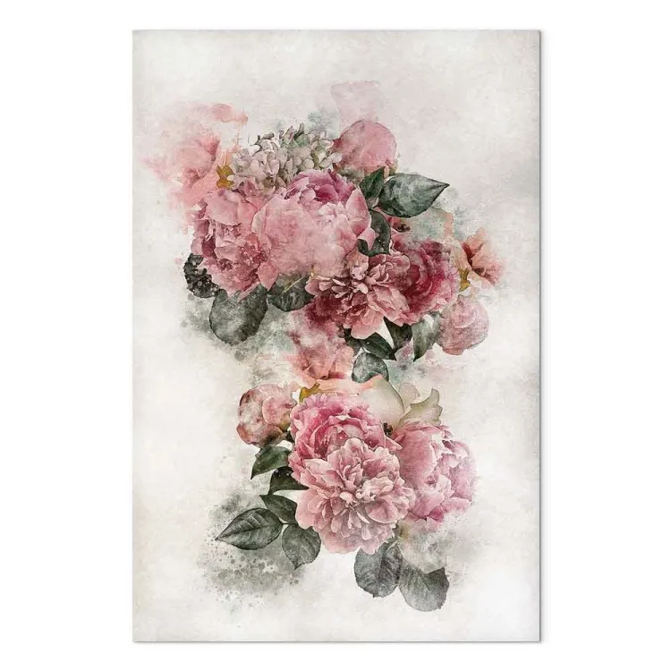 Pivoines en floraison (1 partie) vertical - Fleurs roses et fond clair
