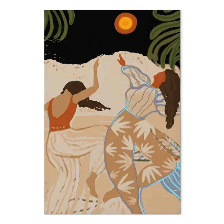 Femmes dansantes (1 partie) vertical - Composition orientale en brun