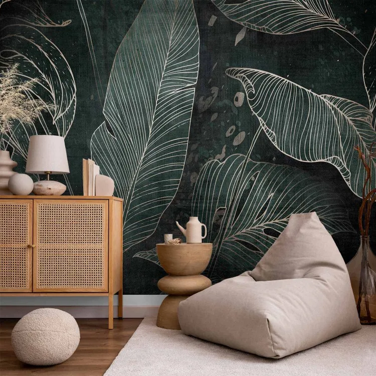 Labyrinthe des feuilles - paysage sombre de feuilles tropicales