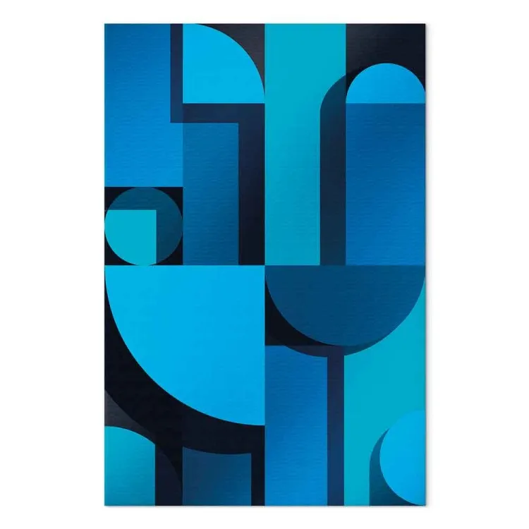 Géométrie de l'art (1 partie) vertical - Abstraction bleue art déco