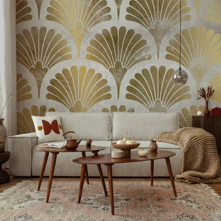 Abstraction - éventails dorés dans un cadre de style art déco
