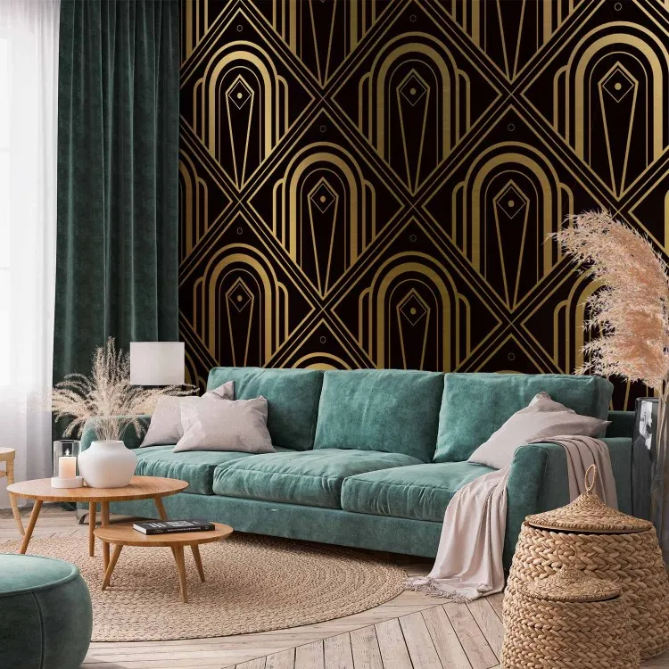 Âge d'or - motif régulier aux formes fantaisistes sur fond sombre