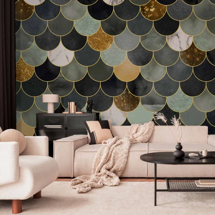 Art déco - fond régulier dans des tons frais avec des éléments dorés